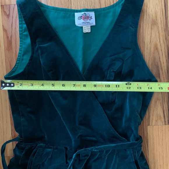 Vintage green velvet long dress - Picture 11 of 13